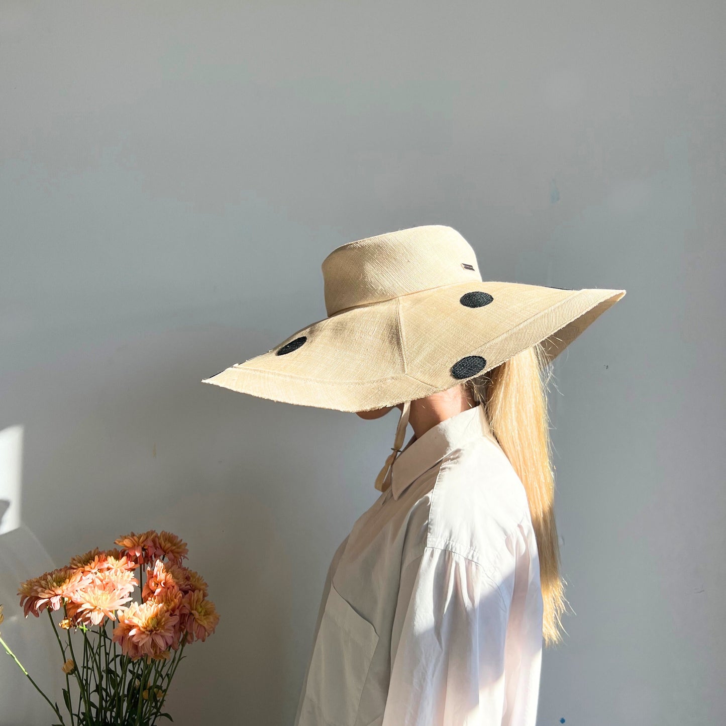 Franco Sun Hat with Spots: Natural