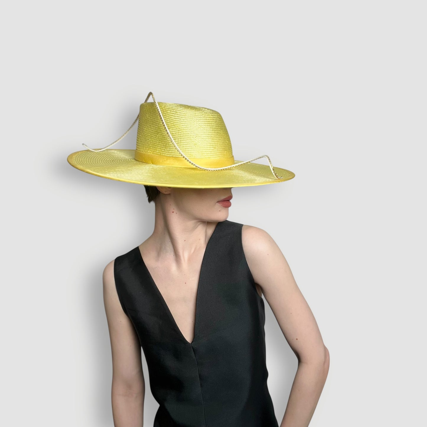 Octavia Hat- Lemon Yellow with diamante twirl