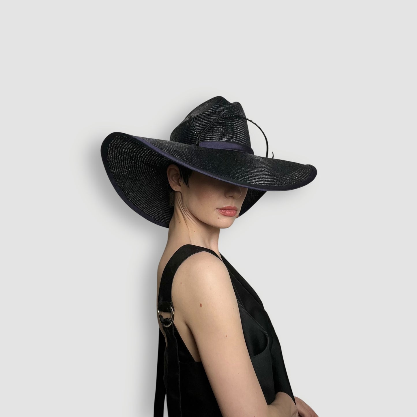Raphael Hat: French Navy with Black Diamante Twirl.