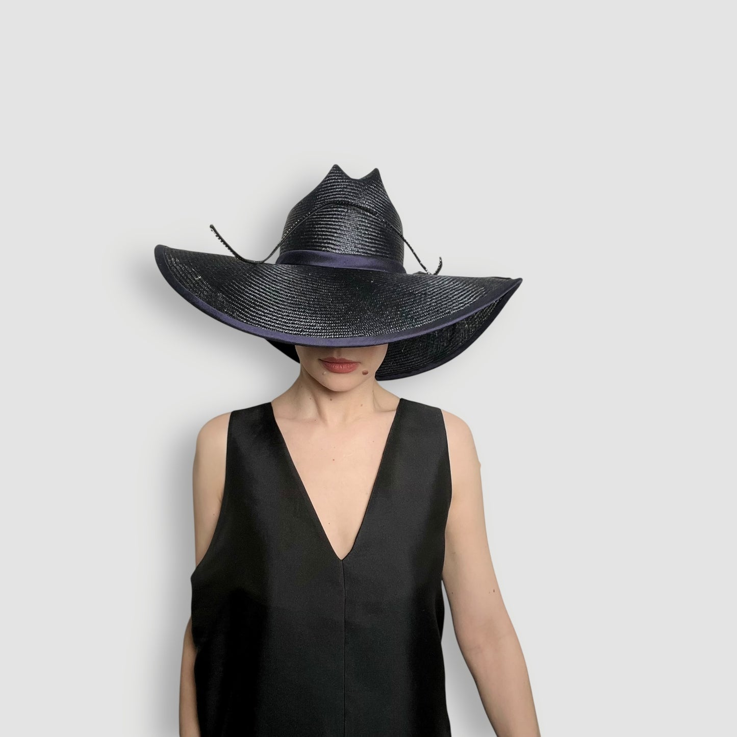 Raphael Hat: French Navy with Black Diamante Twirl.