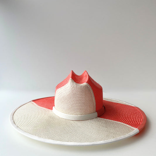 Clarke Duo Hat: Coral and White