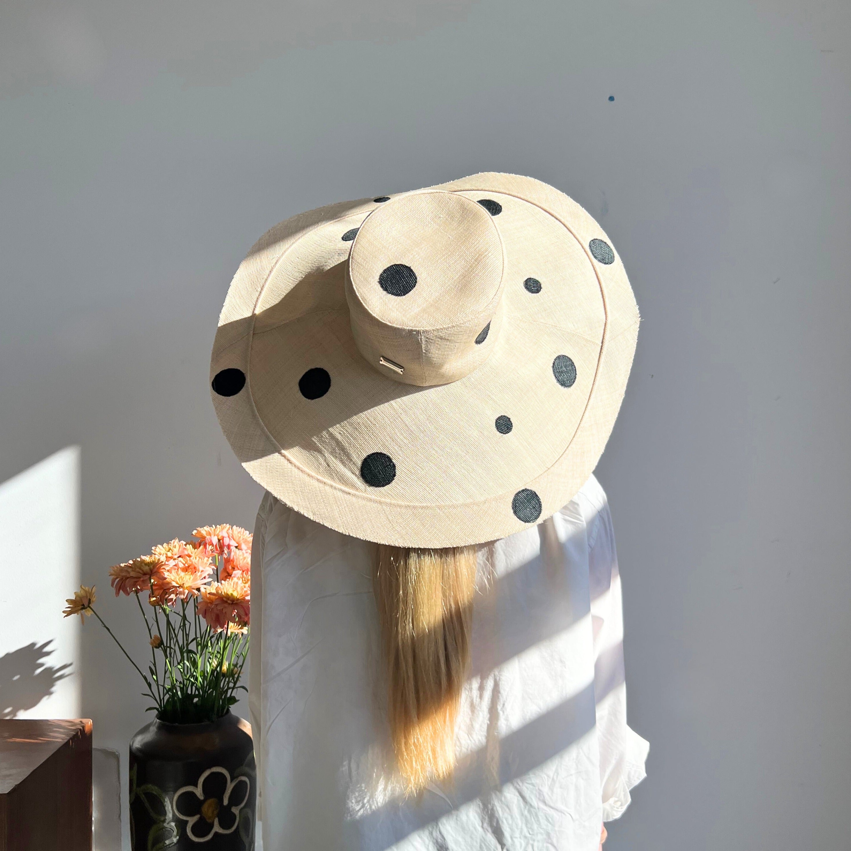 Franco Sun Hat with Spots: Natural