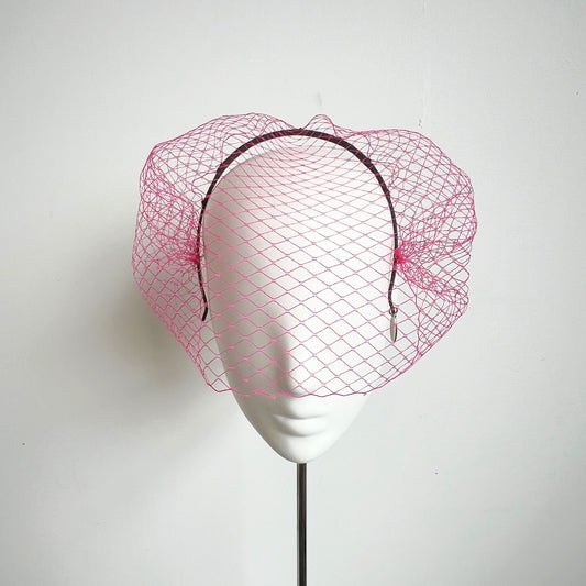 Cleo Veiling Headband: Fuchsia