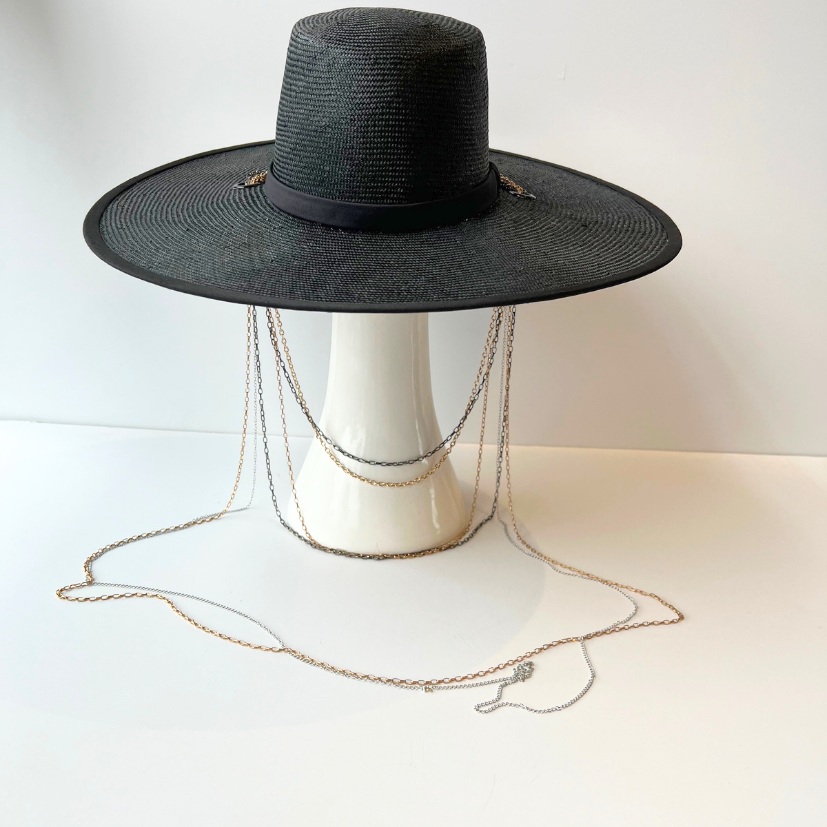 Octavia Hat- Black with Chains