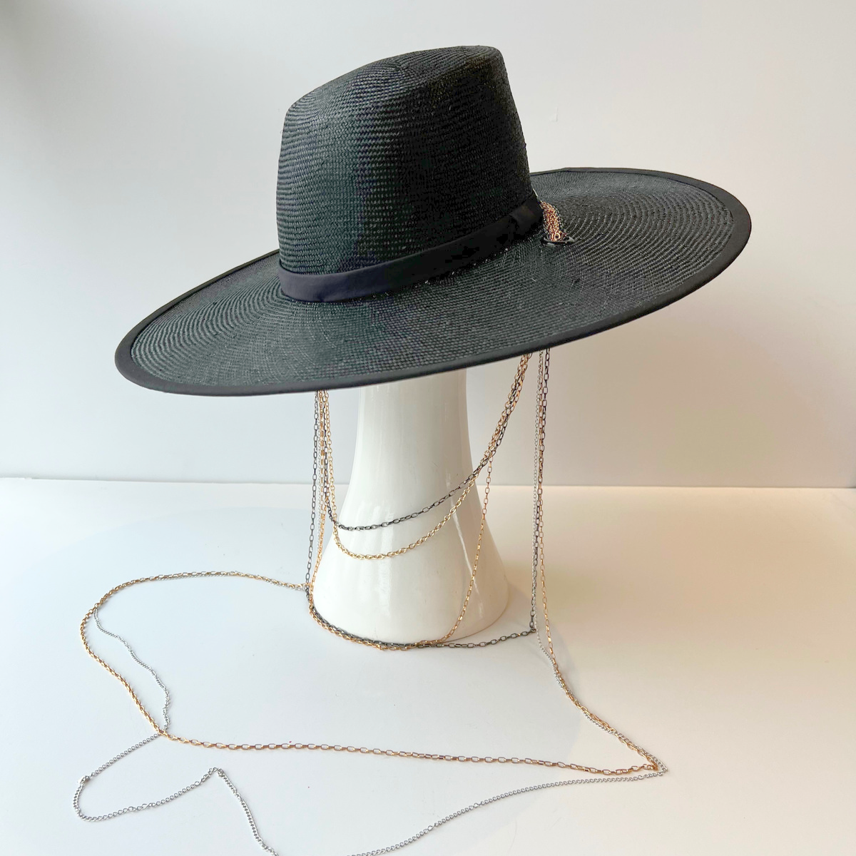 Octavia Hat- Black with Chains