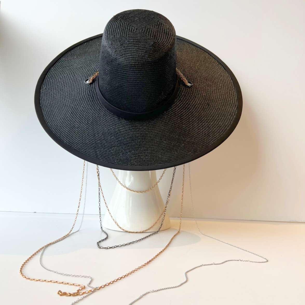 Octavia Hat- Black with Chains